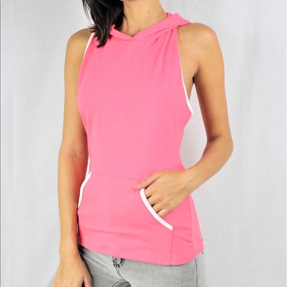 Pink Sleeveless Hoodie - Picture 6 of 8